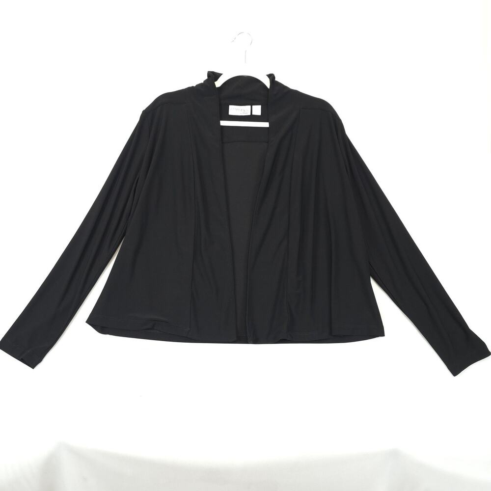 Attitudes by Renée Cardigan Womens Medium Black Open Front Long Sleeve Drape Top